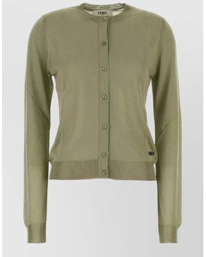 Fendi Ribbed Slim-Fit Cardigan - Green