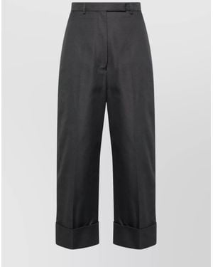 Thom Browne High-Rise Straight-Leg Cropped Trousers - Grey