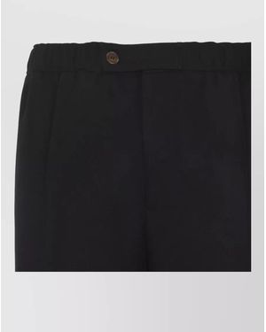 Lanvin Virgin Wool Track Pants Ribbed Cuffs - Black