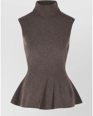 Rohe Sculptural Wool Cashmere Blend Peplum Vest - Brown