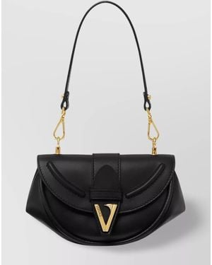 Versace Virtus Small Leather Shoulder Bag - White