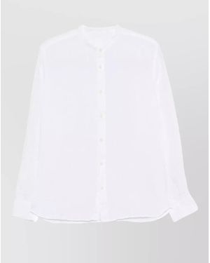120% Lino Linen Slim-Fit Mandarin-Collar Shirt - White