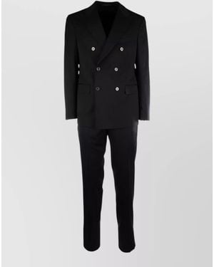 Colamarino Double Breasted Suit Notched Lapels Pockets - Black