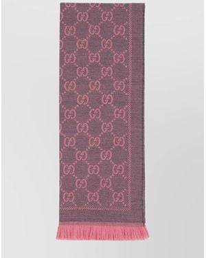 Gucci Gg Motif Wool Scarf - Purple