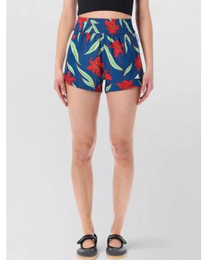 adidas Originals Floral-Print Short Shorts - Blue
