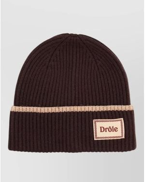 Drole de Monsieur Wool Cap Folded Brim Ribbed Texture - Red