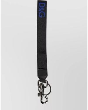 Dolce & Gabbana Dg Logo Keychain Leather Strap Holder - Blue