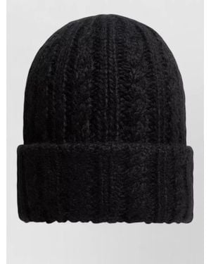 Moncler Braided Wool Blend Knit Winter Hat - Black