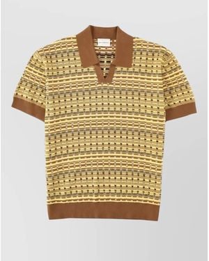 Drole de Monsieur Textured Knit Polo Shirt Relaxed Fit - Natural