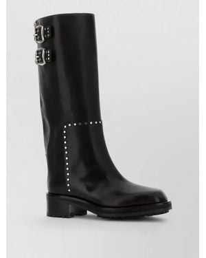 Jimmy Choo Brooklyn Block Heel Buckle Chunky Sole Boots - Black