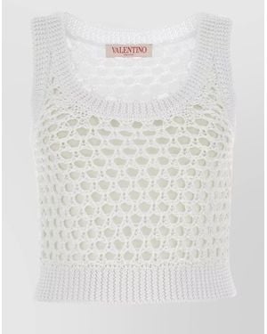 Valentino Garavani Mesh Cropped Tank Top - White