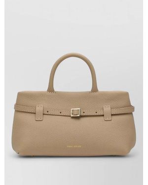 MANU Atelier Structured Tote Bag Top Handle Buckle - Natural