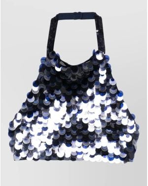 P.A.R.O.S.H. Halterneck Sequin Top Tie Detail - Blue