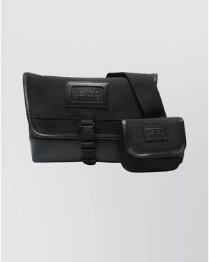 KENZO Compact Messenger Bag Adjustable Strap - Black