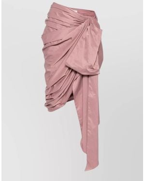 Chloé Draped Silk Skirt High Waist Side Tie - Pink