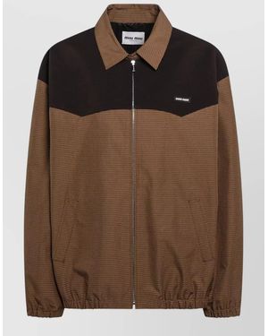 Miu Miu Collared Jacket Two Tone Elasticated Design - Brown