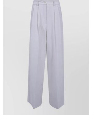 DR. HOPE Pleated Wide-Leg Pants - White
