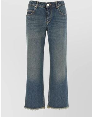 Isabel Marant Denim Pants Belt Loops Contrast Stitching - Blue