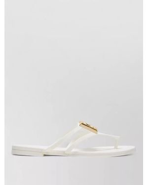 Dolce & Gabbana Logo Rubber Flip Flops - Natural