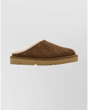 Fendi Suede Slippers - Brown