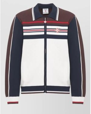 CASABLANCA Ribbed Logo-Jacquard Lightweight Jacket - Blue