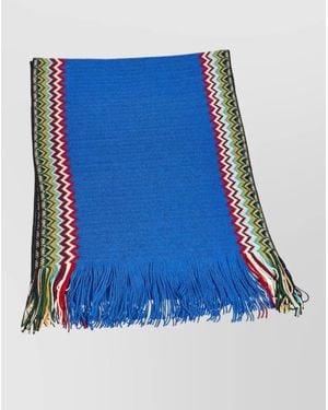 Missoni Fringed Geometric Scarf - Blue