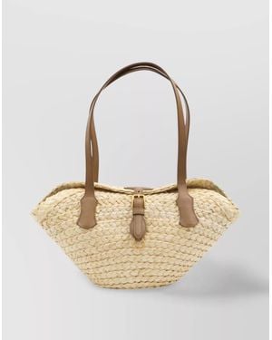 Dolce & Gabbana Capri Straw Tote Bag With Leather Handles - Natural