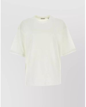 Burberry Contrasting Print Oversize Cotton T-Shirt - White