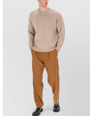 BOSS Crew Neck Knit Sweater Long Sleeves - Natural