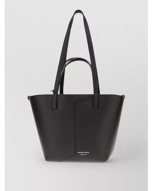 Emporio Armani Grained Leather Panelled Tote Bag - Black