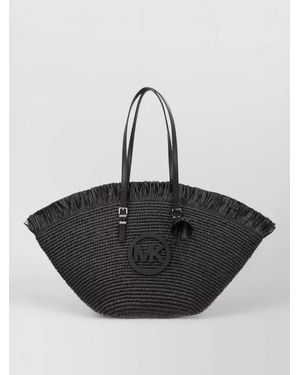 Michael Kors Tote Bag Double Handles Fringe Weave - Black