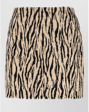 ROTATE BIRGER CHRISTENSEN Animal Print Faux Fur High Waist Skirt - Black