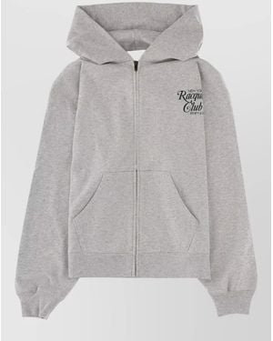 Sporty & Rich Hooded Knitwear Kangaroo Pocket Design - Gray