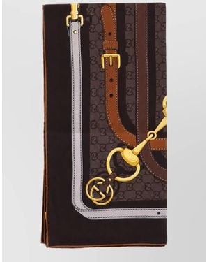 Gucci Silk Jacquard Printed Square Scarf - Black