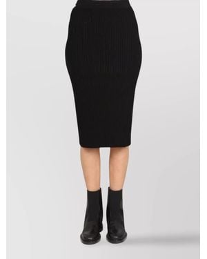 Helmut Lang Ribbed One-Shoulder Pencil Skirt - Black