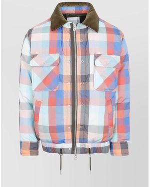 Sacai Plaid Padded Jacket - Red