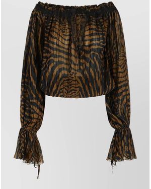 Blumarine Printed Chiffon Blouse - Black