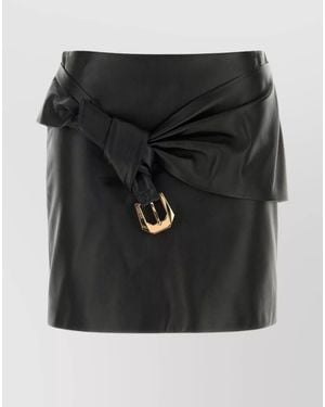 Versace Lamb Leather Knotted Mini Skirt - Black