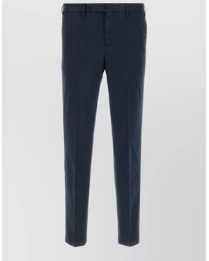 PT Torino Stretch Cotton Trousers Belt Loops Pockets - Blue