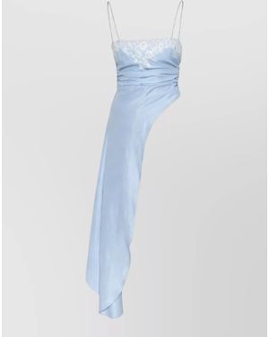 Moschino Asymmetric Lace Top Fitted Spaghetti Straps - Blue