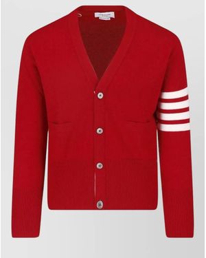 Thom Browne Cashmere Crewneck Jacket - Red