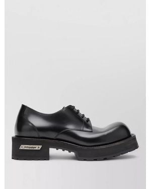 Balenciaga Derby Shoes Round Toe Smooth Finish Chunky Sole - Black