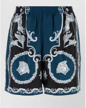 Versace Silk Printed Bermuda Shorts - Blue