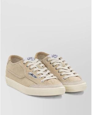 Autry Leather Low-Top Lace-Up Sneakers - Natural