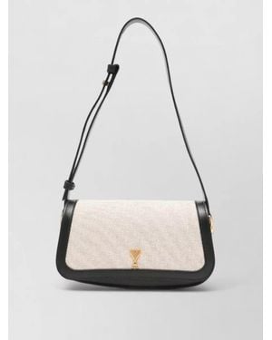 Ami Paris Paris Shoulder Bag Textured Strap Hardware - White