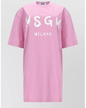 MSGM Short Sleeve Crew Neck Fashion Top - Pink