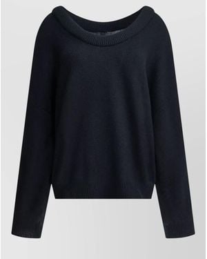 Lisa Yang Cropped Knit Top Long Sleeve Relaxed - Blue