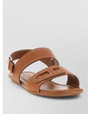 Hogan H685 Flat Sole Open Toe Sandals - Brown