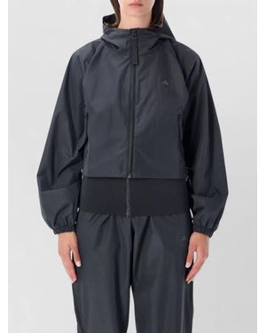 adidas By Stella McCartney Cropped Hooded Track Coat Elastic Cuffs - Blue