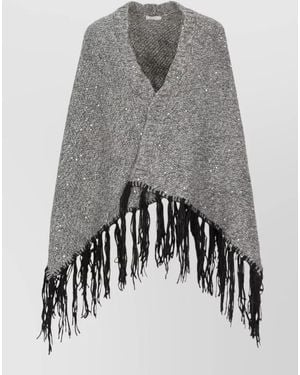 Peserico Knit Cape Layering Piece Open Front - Grey